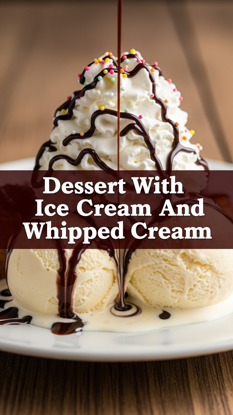 Dessert With Ice Cream And Whipped Cream