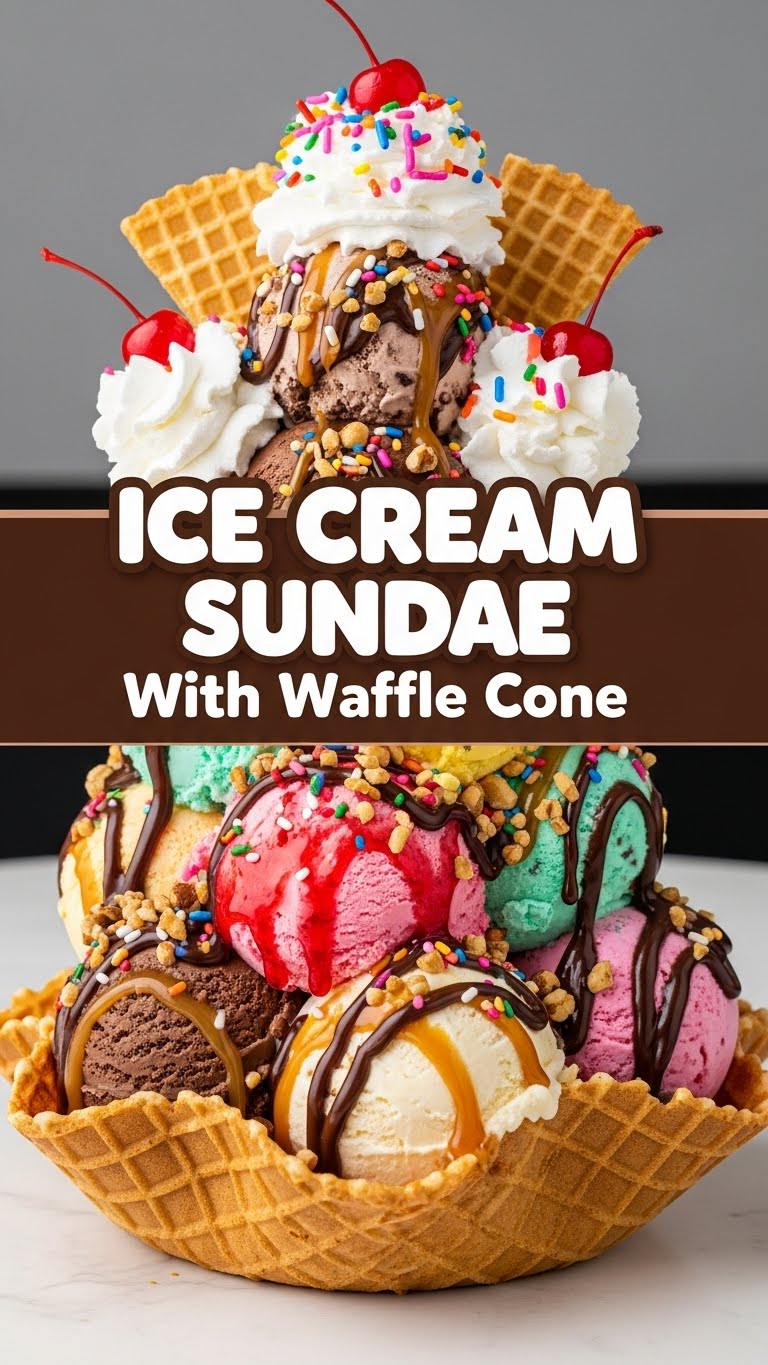 Ice Cream Sundae With Waffle Cone