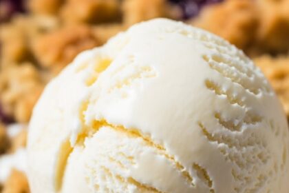 Berry Crumble Dessert With Ice Cream