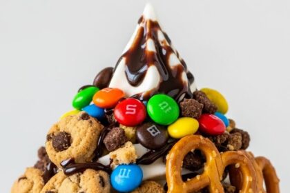 Frozen Yogurt With Cookies And Toppings