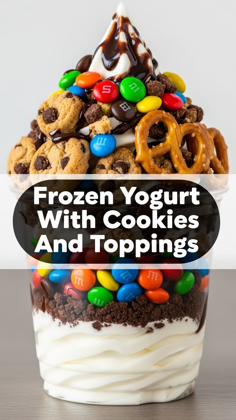 Frozen Yogurt With Cookies And Toppings