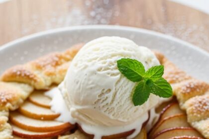 Apple Tart With Ice Cream And Mint