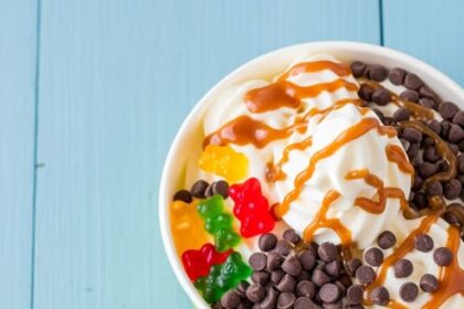 Two Bowls Of Frozen Yogurt With Toppings