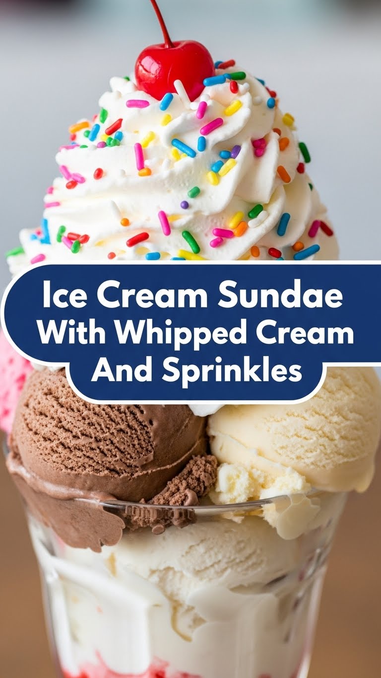 Ice Cream Sundae With Whipped Cream And Sprinkles