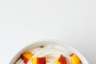 Frozen Yogurt With Peach Chunks