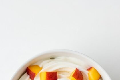 Frozen Yogurt With Peach Chunks