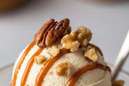Ice Cream With Nuts And Sauce