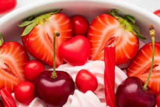 Frozen Yogurt With Red Toppings