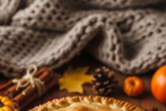 Apple Pie With Autumn Decorations