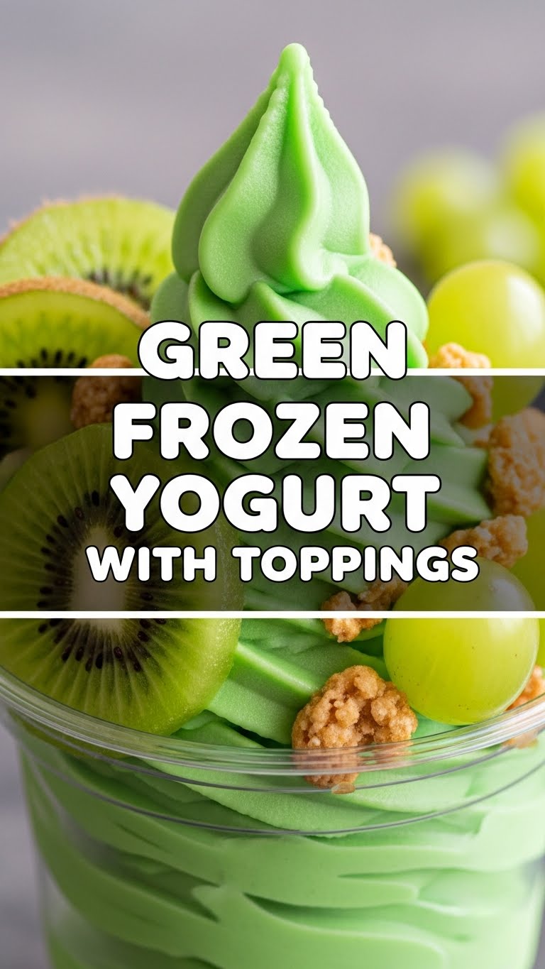 Green Frozen Yogurt With Toppings