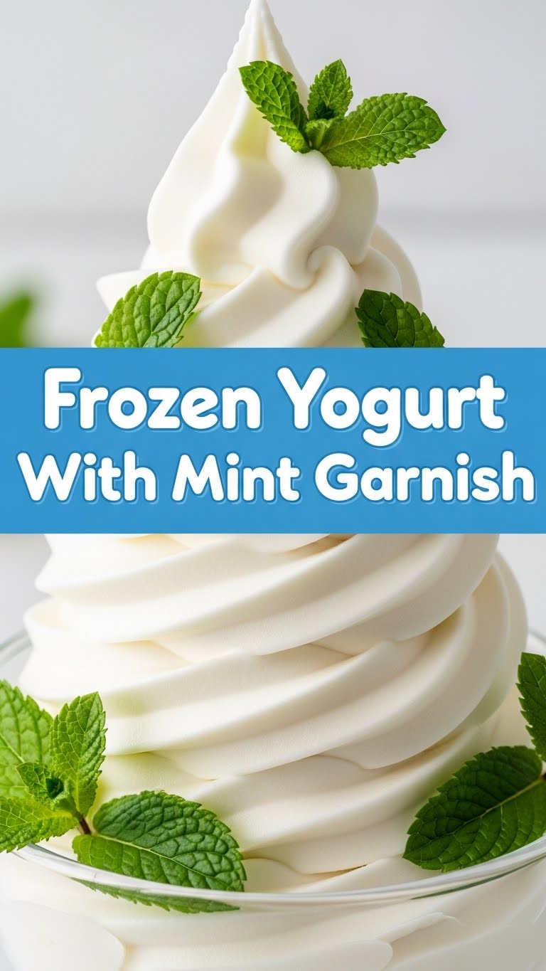 Frozen Yogurt With Mint Garnish