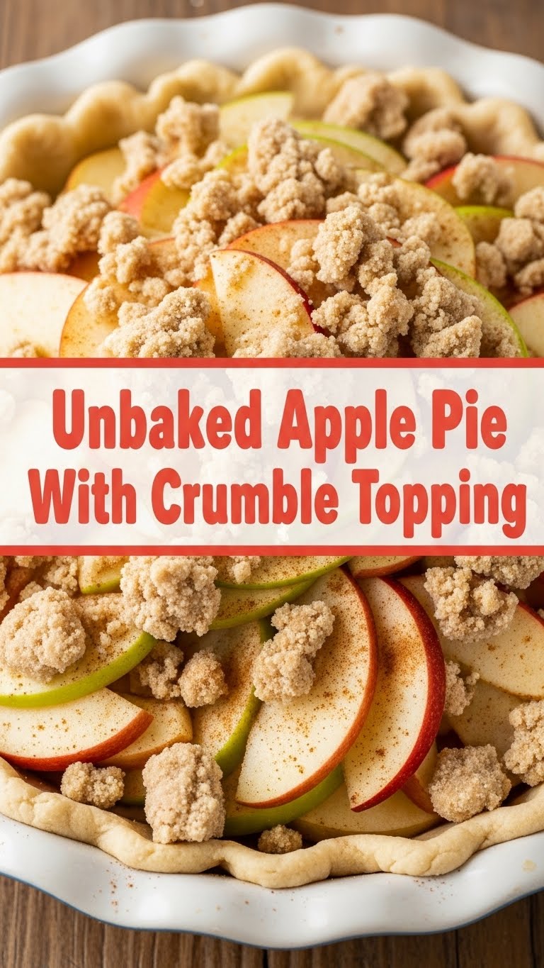 Unbaked Apple Pie With Crumble Topping