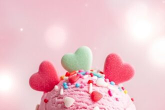 Pink Ice Cream Cone With Heart