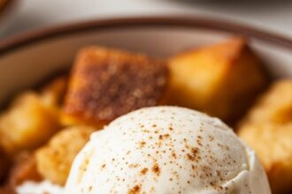 Apple Pie Bread Pudding With Vanilla Ice Cream