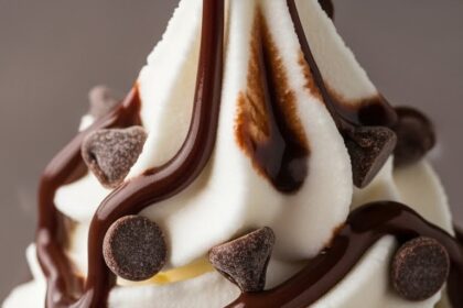 Frozen Yogurt With Chocolate Topping
