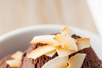 Chocolate Ice Cream With Coconut Flakes