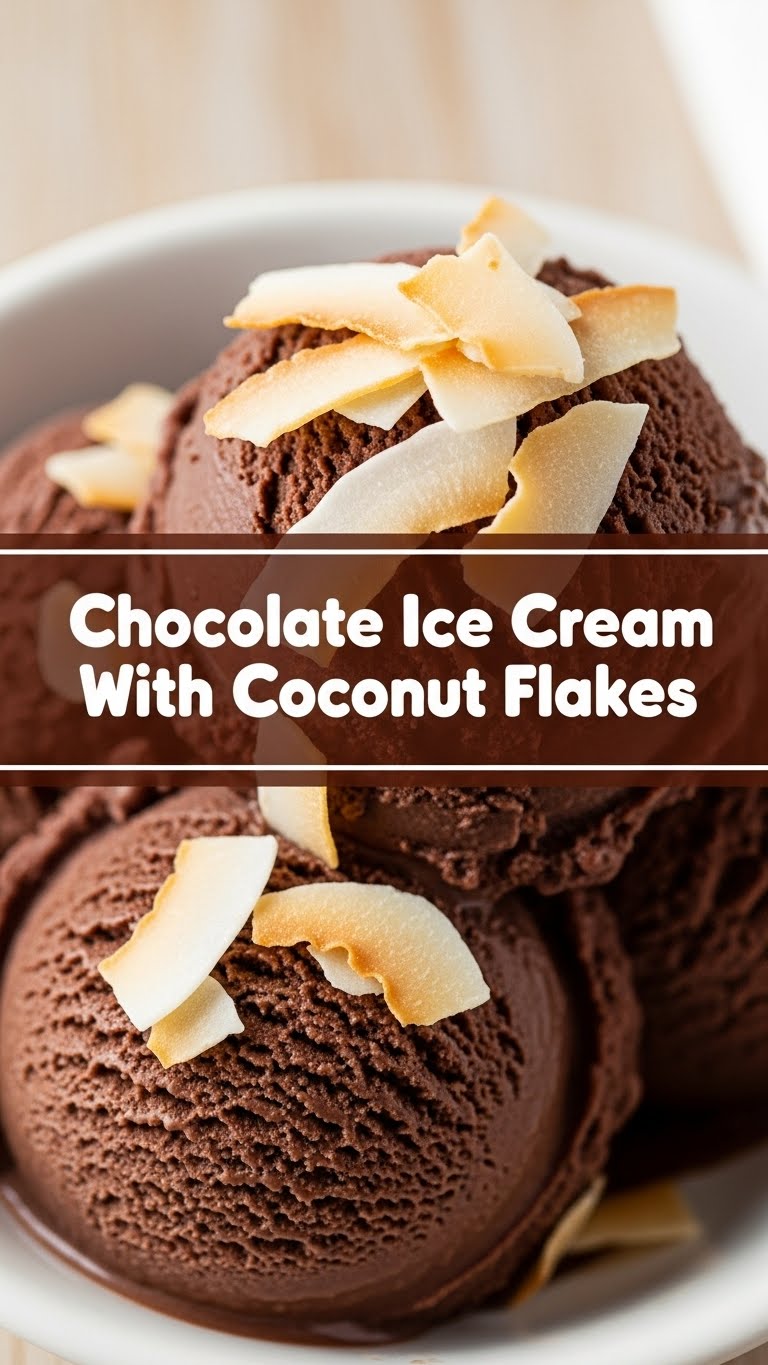 Chocolate Ice Cream With Coconut Flakes