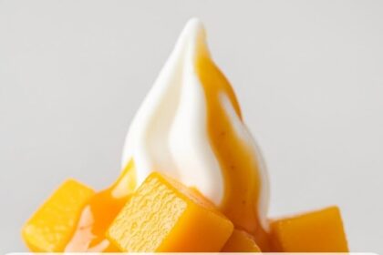 Frozen Yogurt With Mango Topping