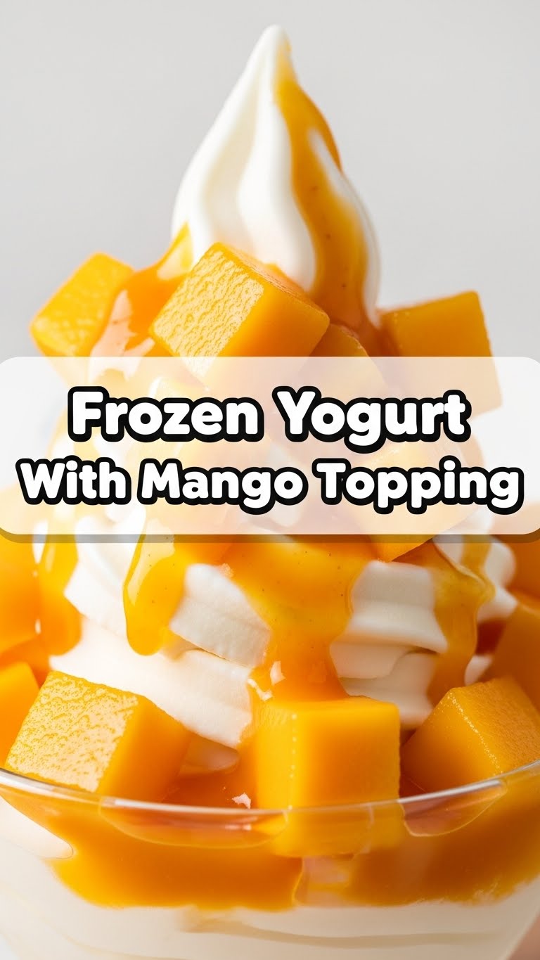 Frozen Yogurt With Mango Topping