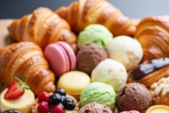 Dessert Platter With Pastries And Ice Cream