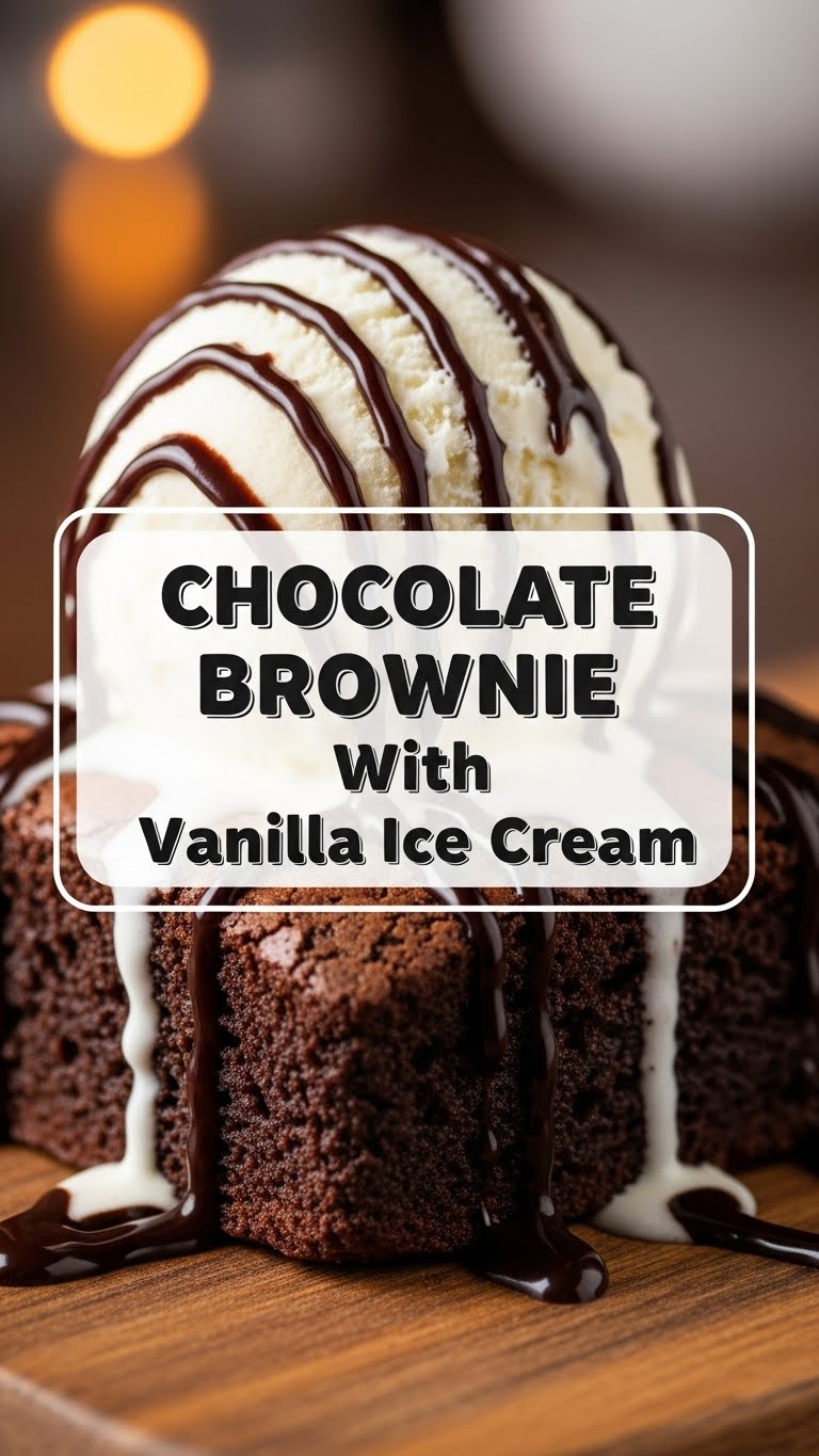 Chocolate Brownie With Vanilla Ice Cream