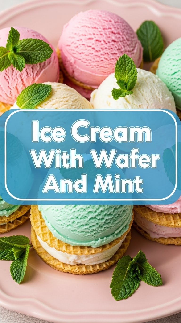 Ice Cream With Wafer And Mint