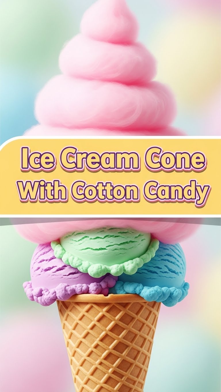 Ice Cream Cone With Cotton Candy