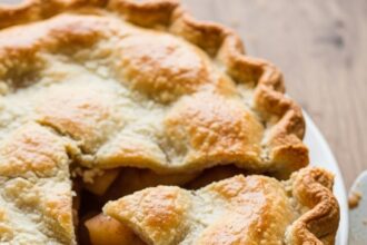 Homemade Apple Pie With Slice Missing