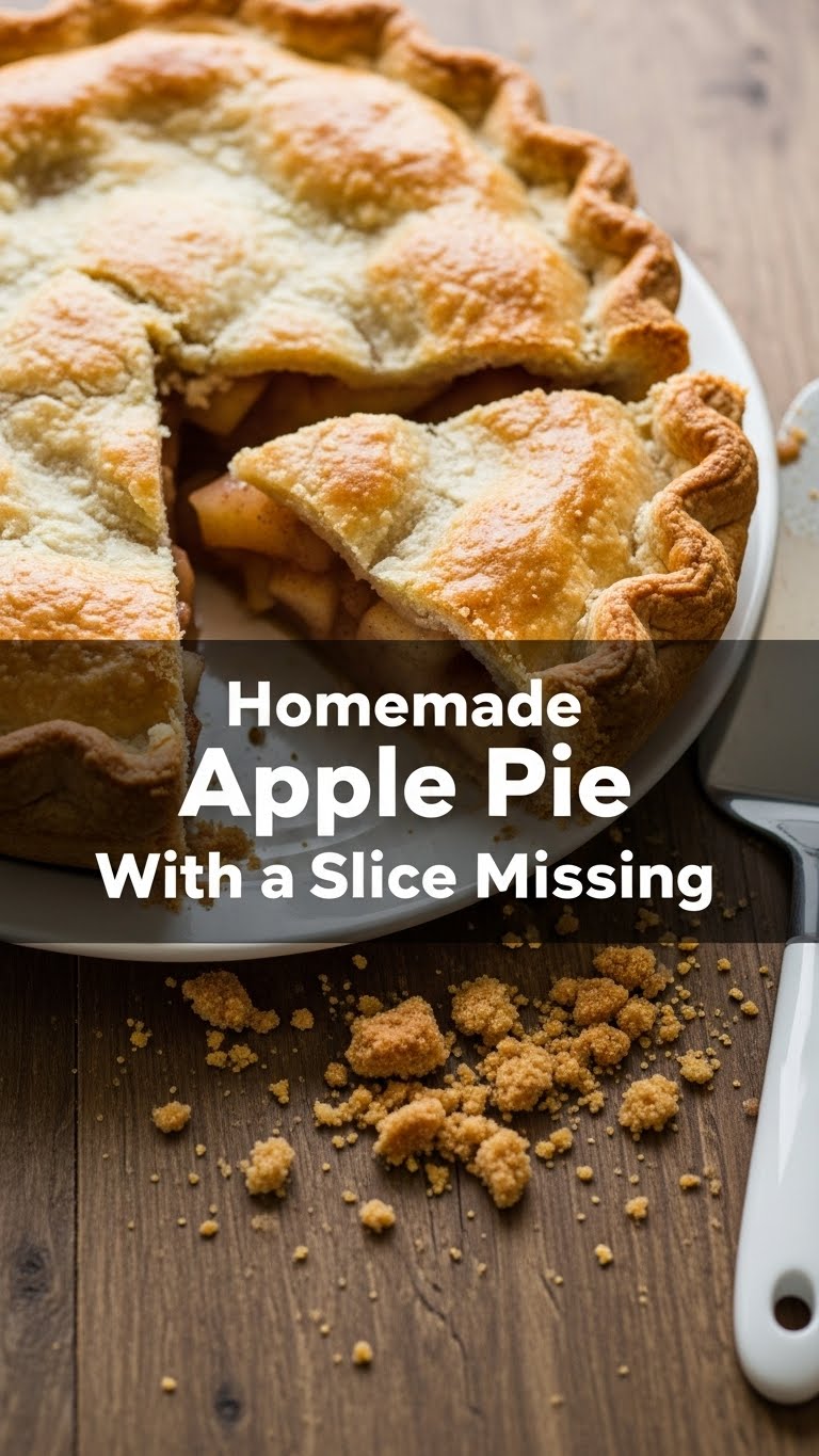 Homemade Apple Pie With Slice Missing