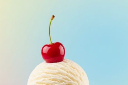 Ice Cream Cone With Cherry On Top