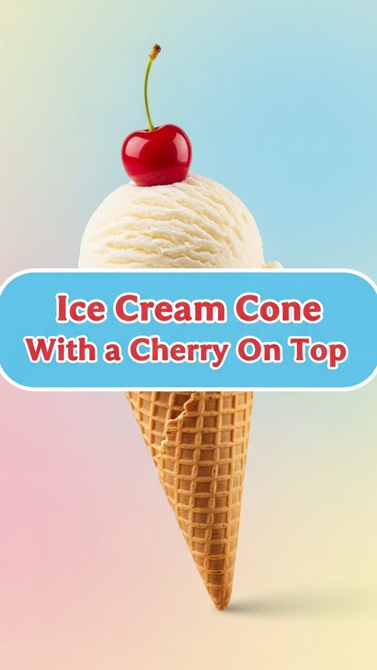 Ice Cream Cone With Cherry On Top
