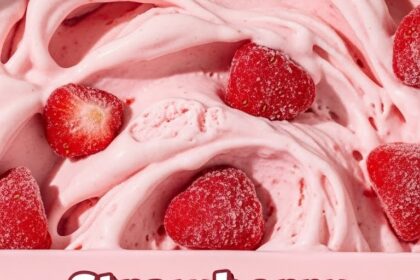 Strawberry Ice Cream With Frozen Strawberries