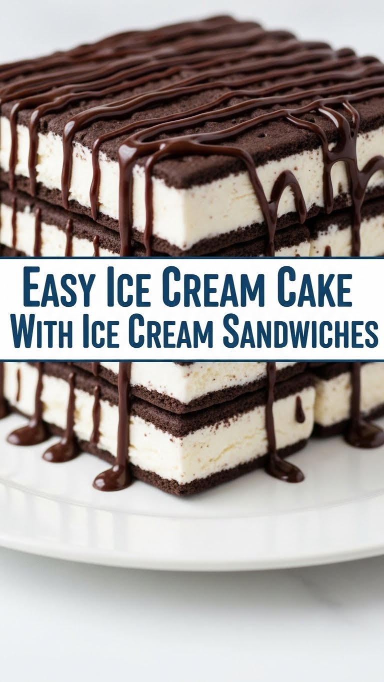 Easy Ice Cream Cake With Ice Cream Sandwiches