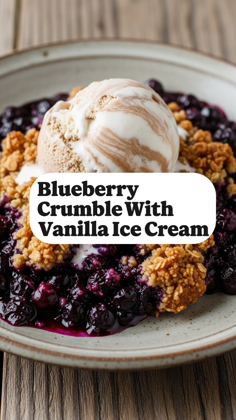 Blueberry Crumble With Vanilla Ice Cream
