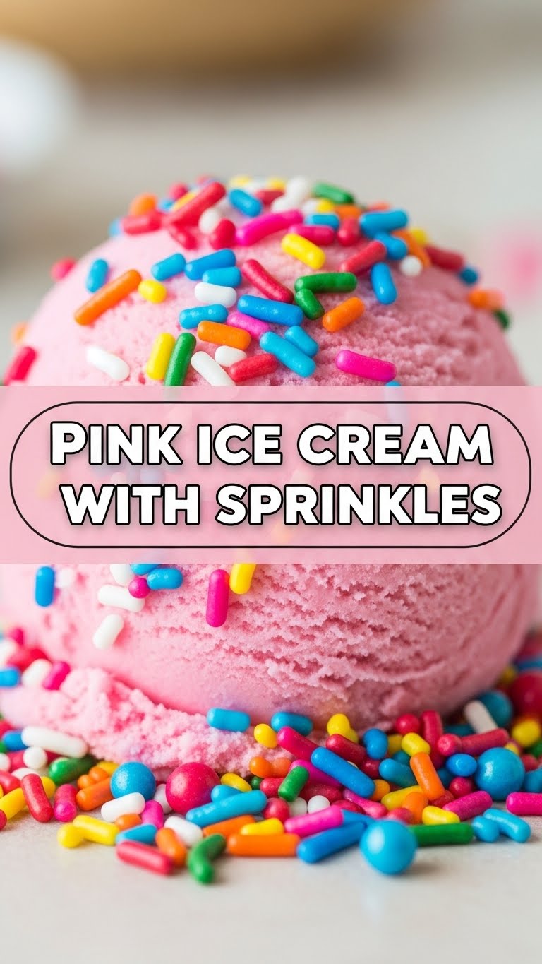 Pink Ice Cream With Sprinkles