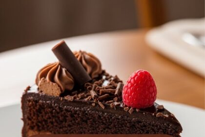 Dessert Plate With Chocolate Cake And Ice Cream
