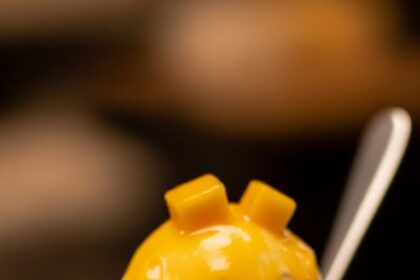 Dessert With Ice Cream And Mango Sauce