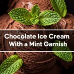 Chocolate Ice Cream With Mint Garnish