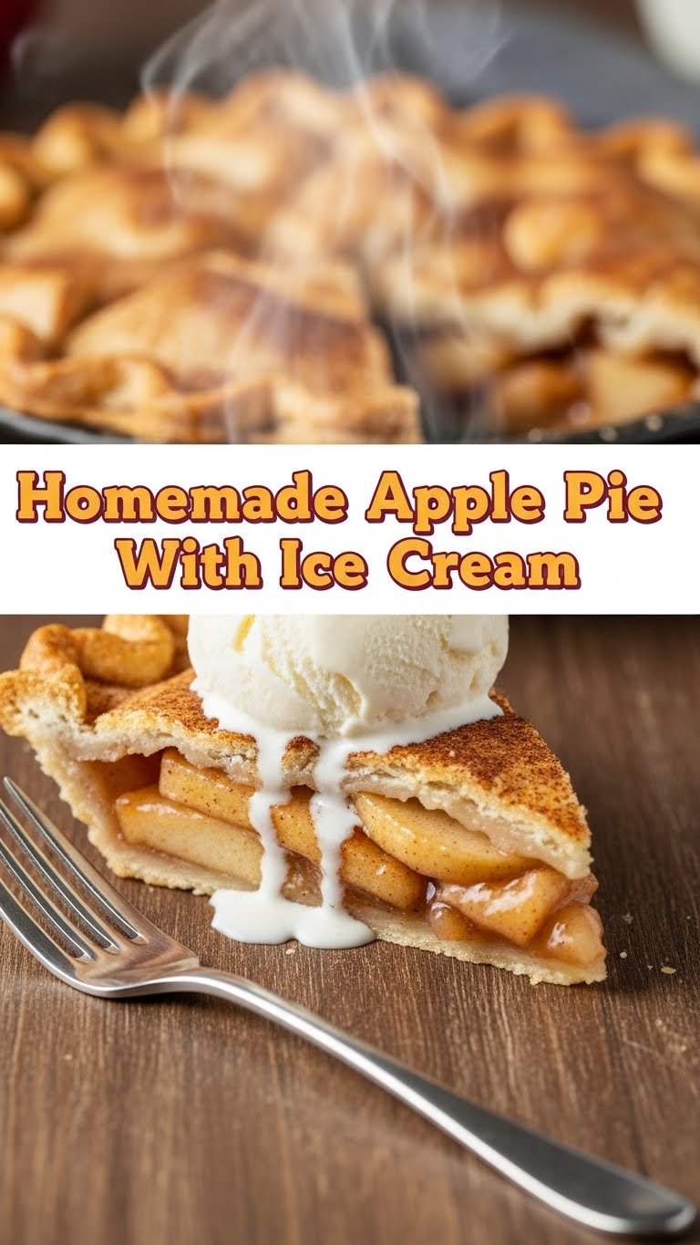 Homemade Apple Pie With Ice Cream