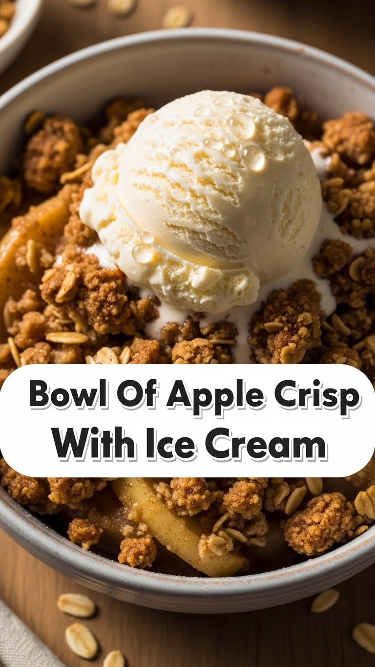 Bowl Of Apple Crisp With Ice Cream