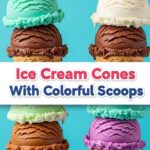 Ice Cream Cones With Colorful Scoops