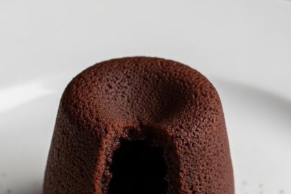 Chocolate Dessert With Ice Cream And Garnish