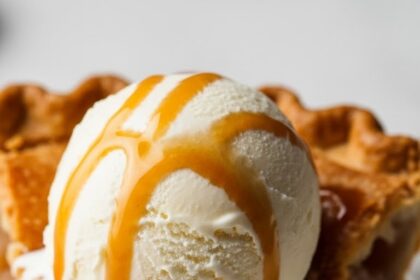 Apple Pie With Ice Cream On Plate