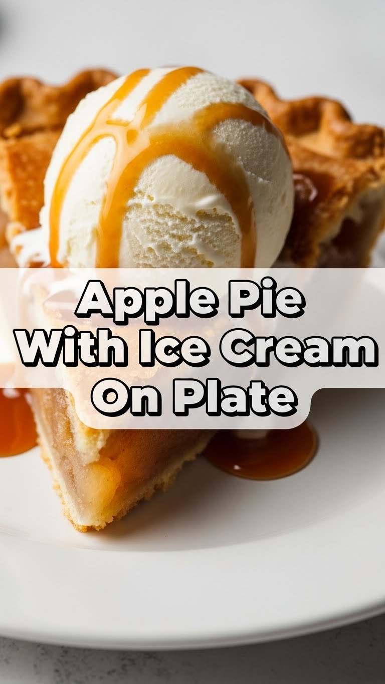 Apple Pie With Ice Cream On Plate