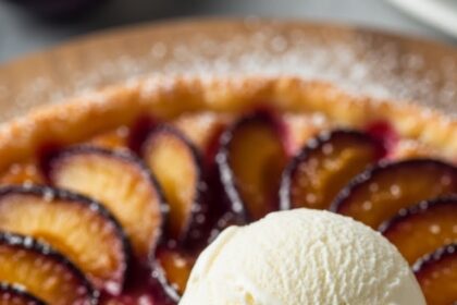 Plum Tart With Ice Cream