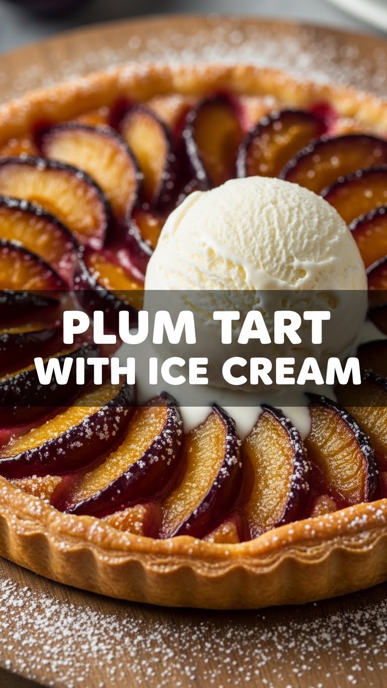 Plum Tart With Ice Cream