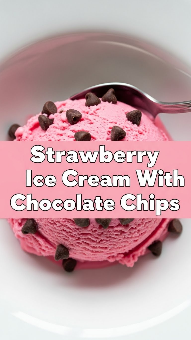 Strawberry Ice Cream With Chocolate Chips