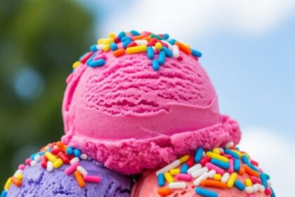 Ice Cream With Sprinkles On Waffle Cone