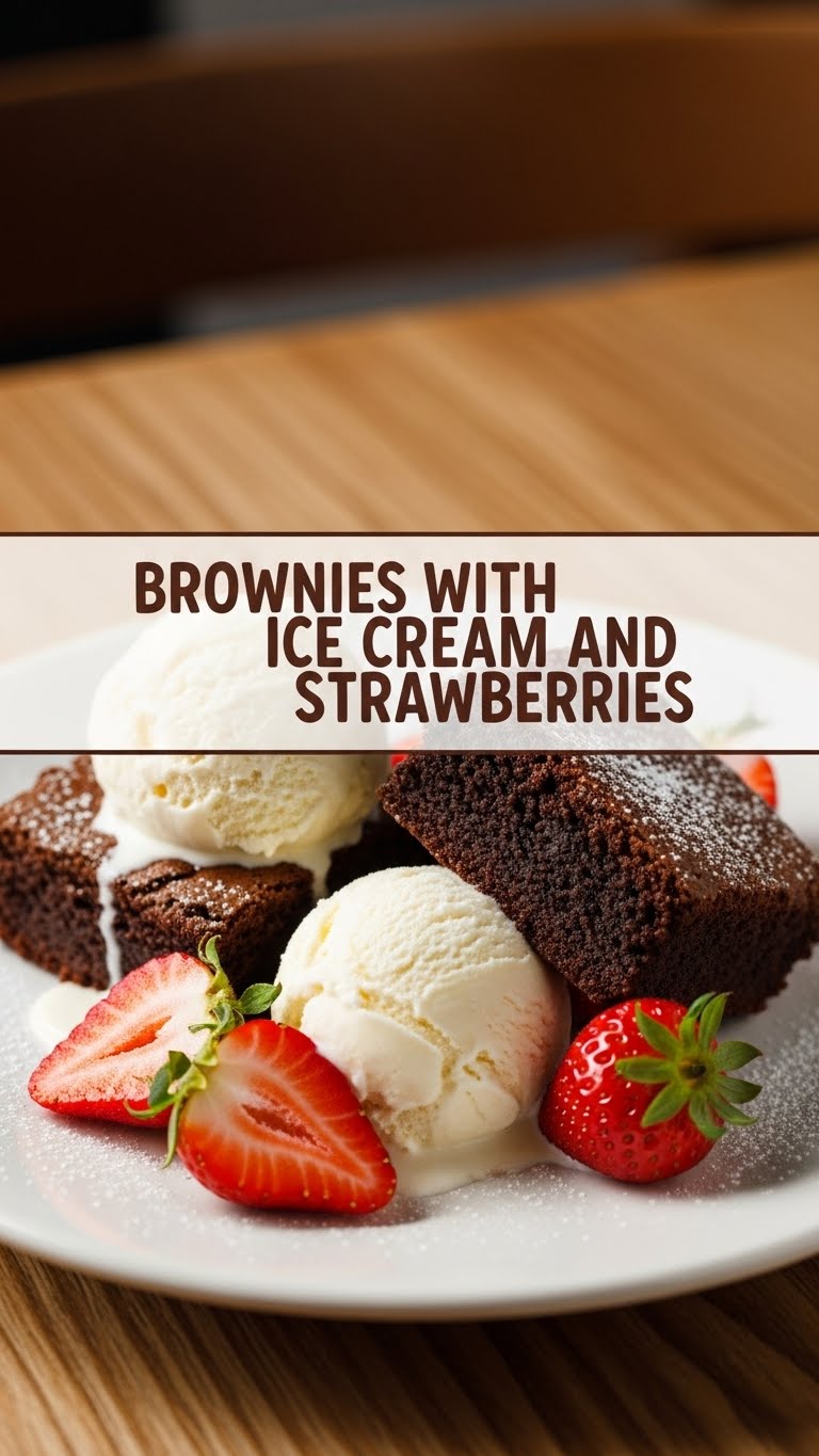 Brownies With Ice Cream And Strawberries