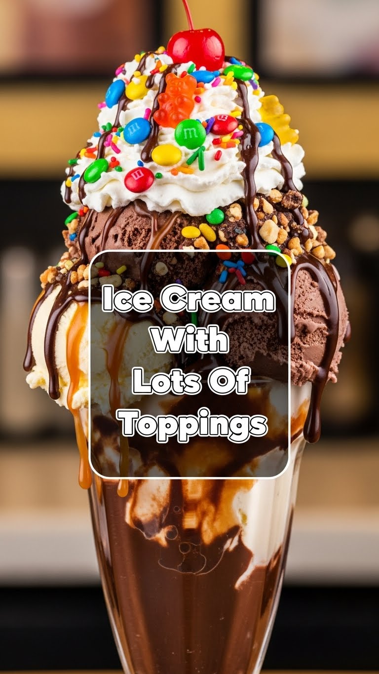 Ice Cream With Lots Of Toppings